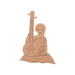 Indian girl with Saraswati Veena MDF Pre Marked Cutout