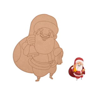 Santa Claus Holding Bell And Gift Bag Pre Marked Cutout