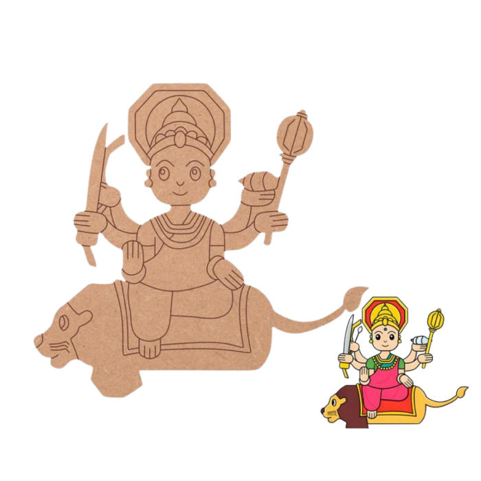 Goddess Durga On Lion Pre-Marked Cutout